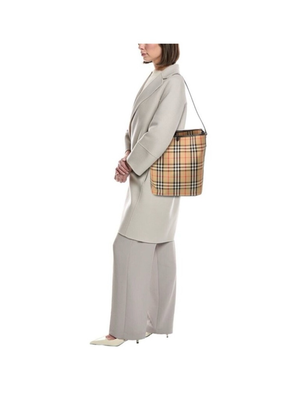 Burberry Check Canvas & Leather Tote, Black - Picture 4 of 4